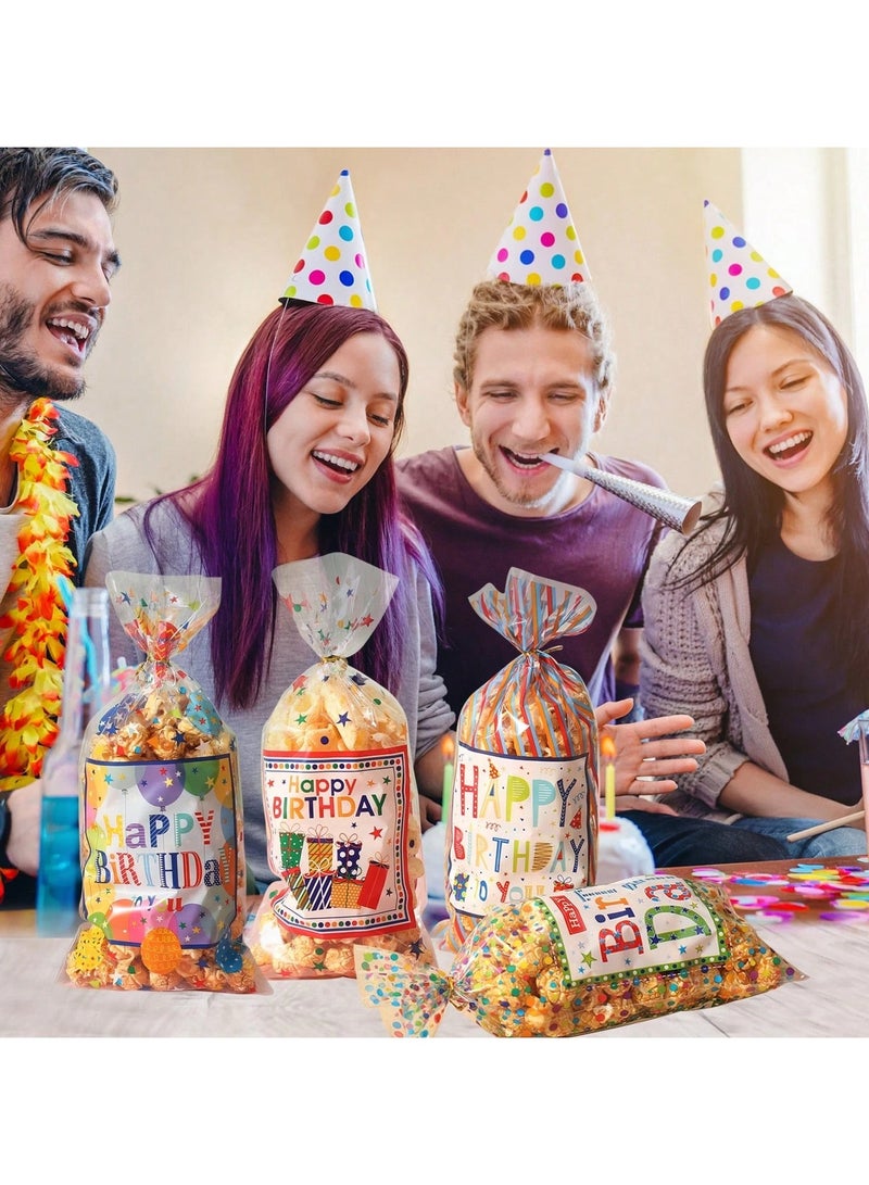 زينه اعياد ميلاد اكياس هدايا لحفلات اعياد الميلاد  25  قطعه من الاكياس الشفافه مصممه بعبارة عيد ميلاد سعيد يمكن استخدامها للفشار او للهدايا و لجميع انواع الحلويات - Image 3