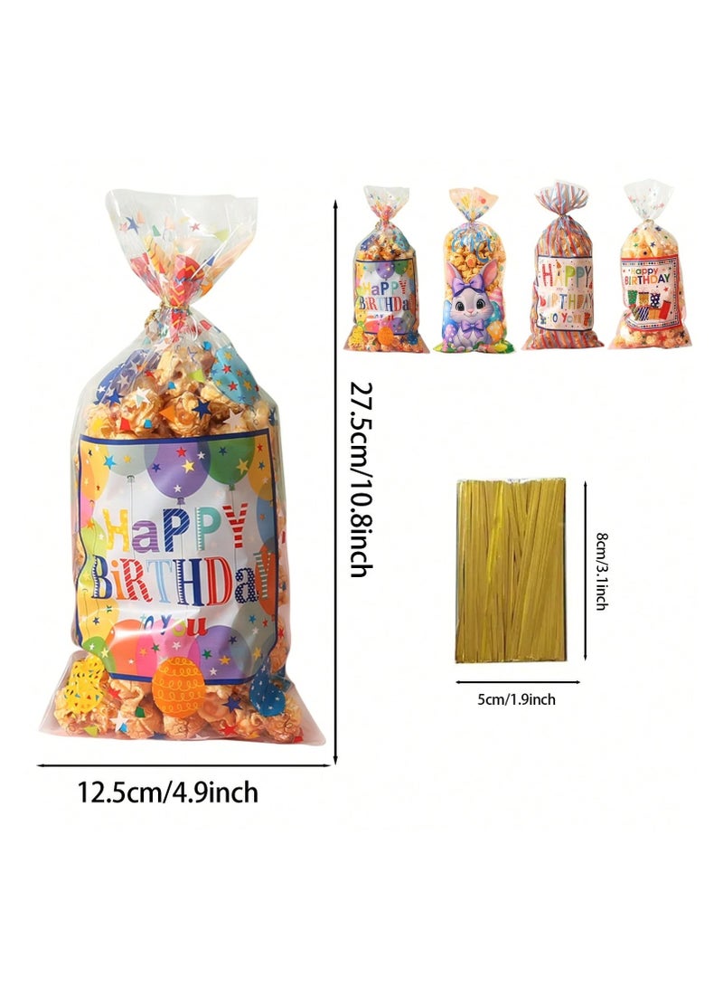 زينه اعياد ميلاد اكياس هدايا لحفلات اعياد الميلاد  25  قطعه من الاكياس الشفافه مصممه بعبارة عيد ميلاد سعيد يمكن استخدامها للفشار او للهدايا و لجميع انواع الحلويات - Image 5