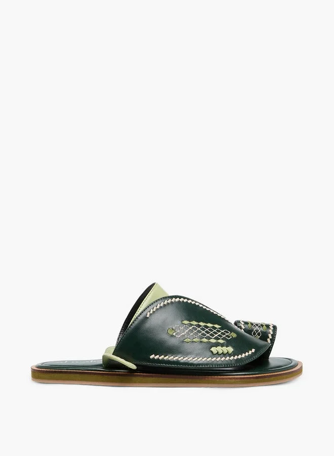 Al Waha Embroidered Slip-On Arabic Sandals with Toe Loop