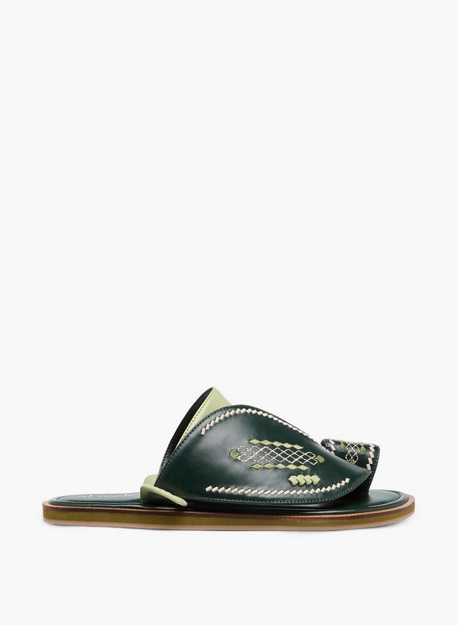 الواحة صنادل عربية مطرزة سهلة الارتداء مع حلقة إصبع - Image 1