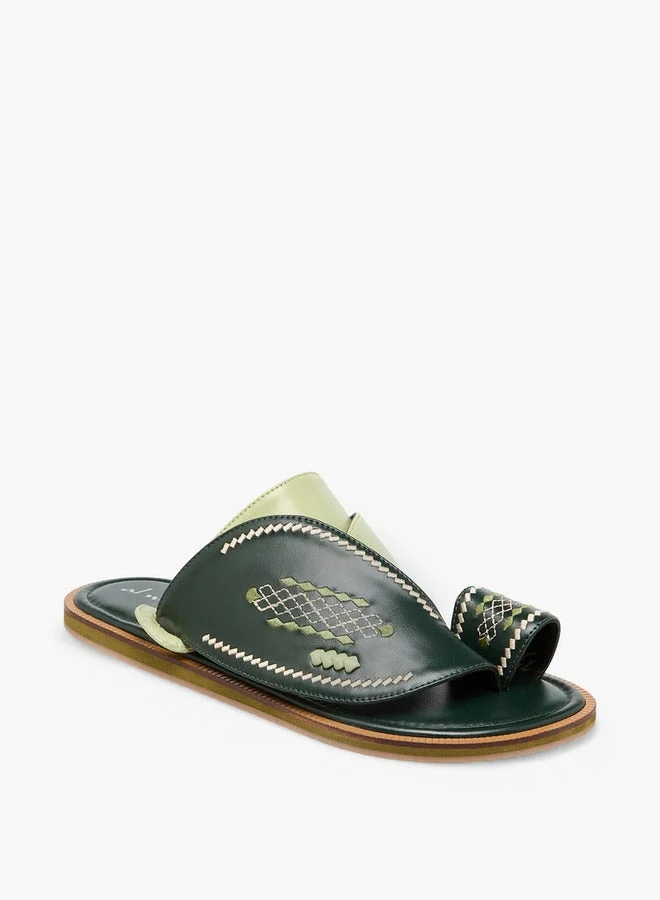Al Waha Embroidered Slip-On Arabic Sandals with Toe Loop