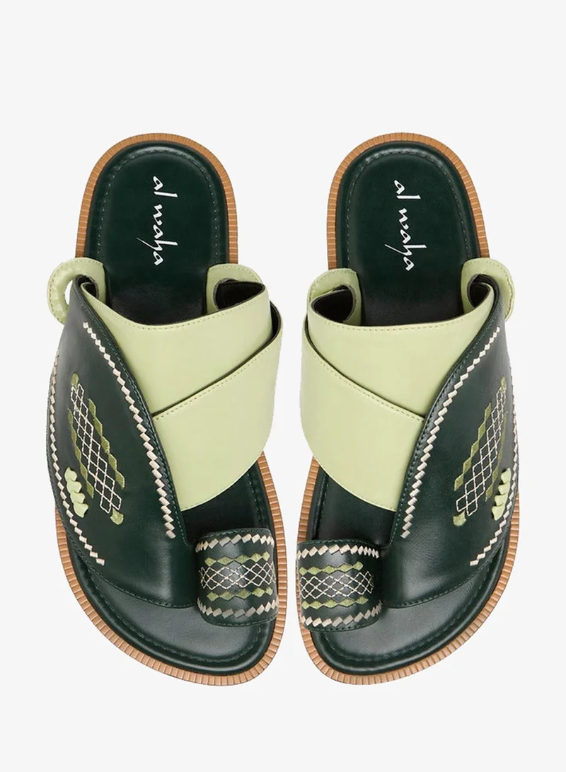 الواحة صنادل عربية مطرزة سهلة الارتداء مع حلقة إصبع