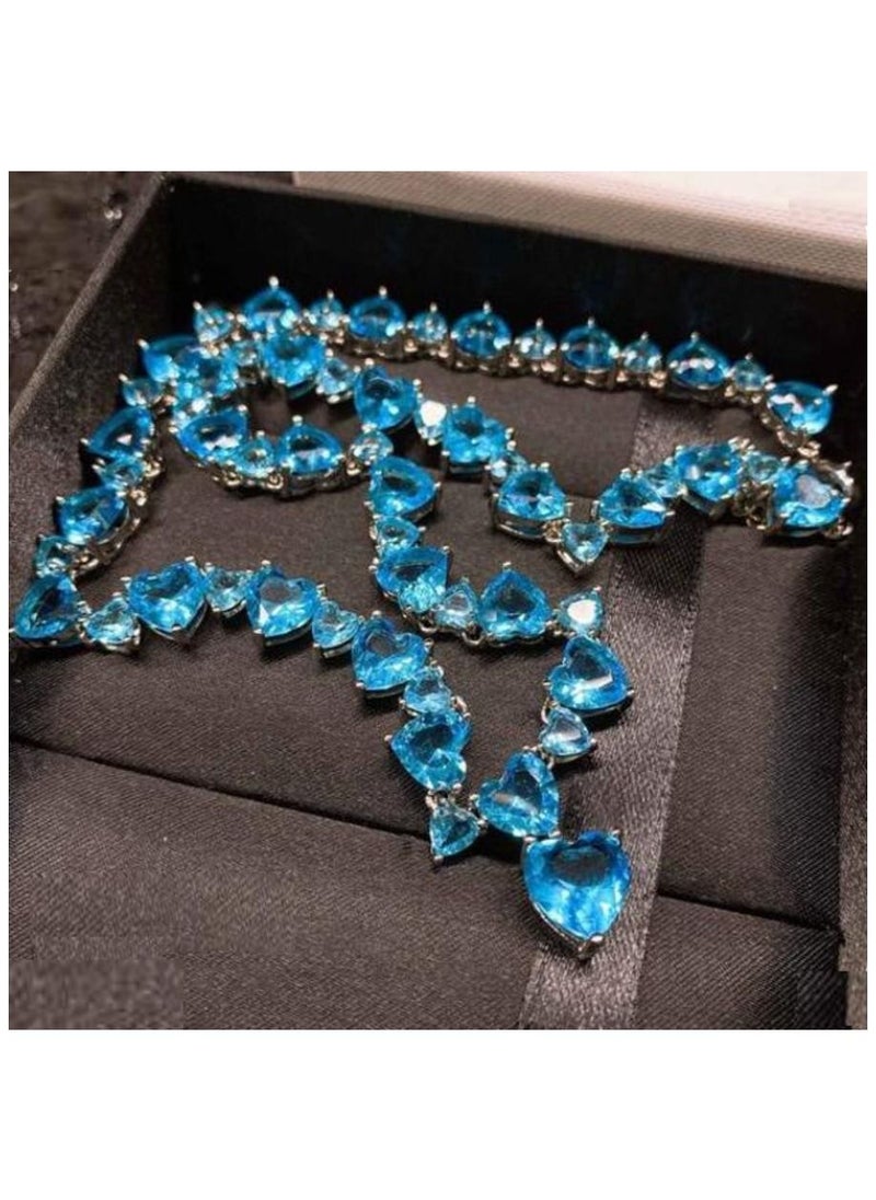 Vitalia - Stylish 925 silver necklace studded with pure blue crystal beads - Image 1