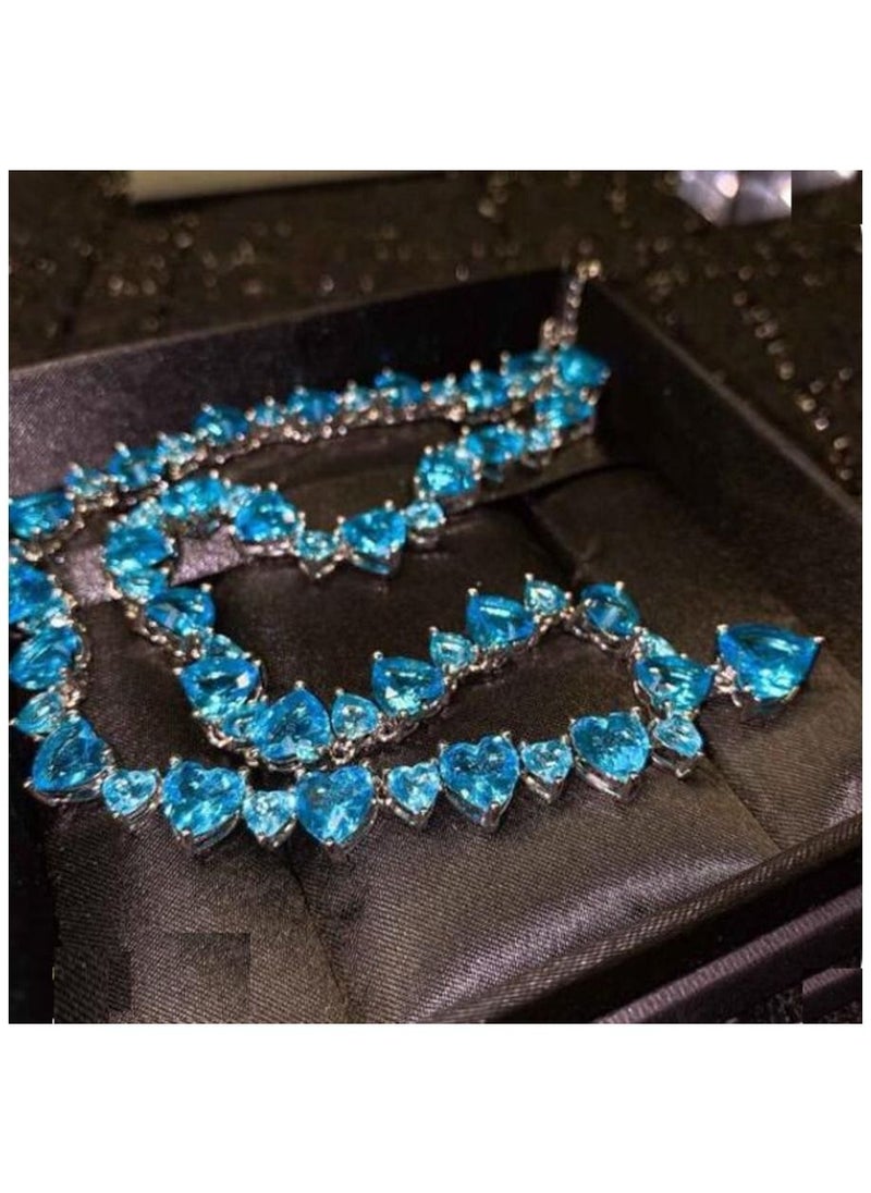 Vitalia - Stylish 925 silver necklace studded with pure blue crystal beads - Image 1