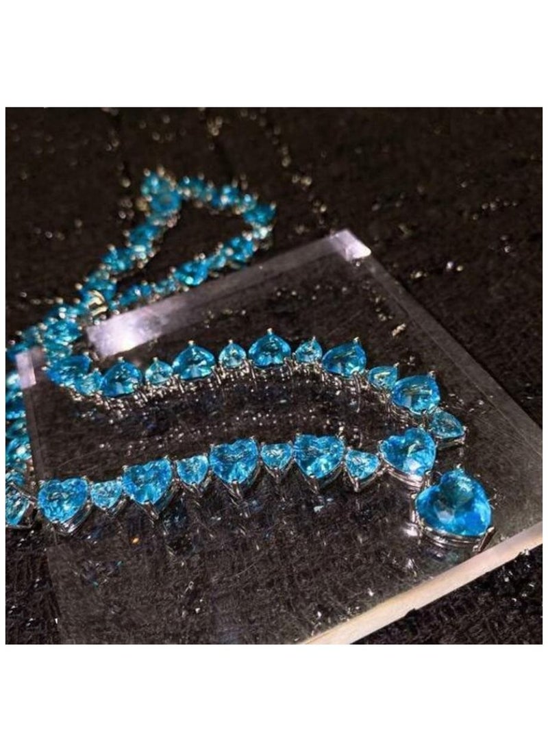 Vitalia - Stylish 925 silver necklace studded with pure blue crystal beads - Image 1