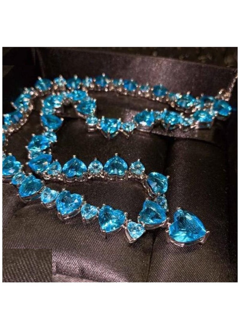 Vitalia - Stylish 925 silver necklace studded with pure blue crystal beads - Image 1