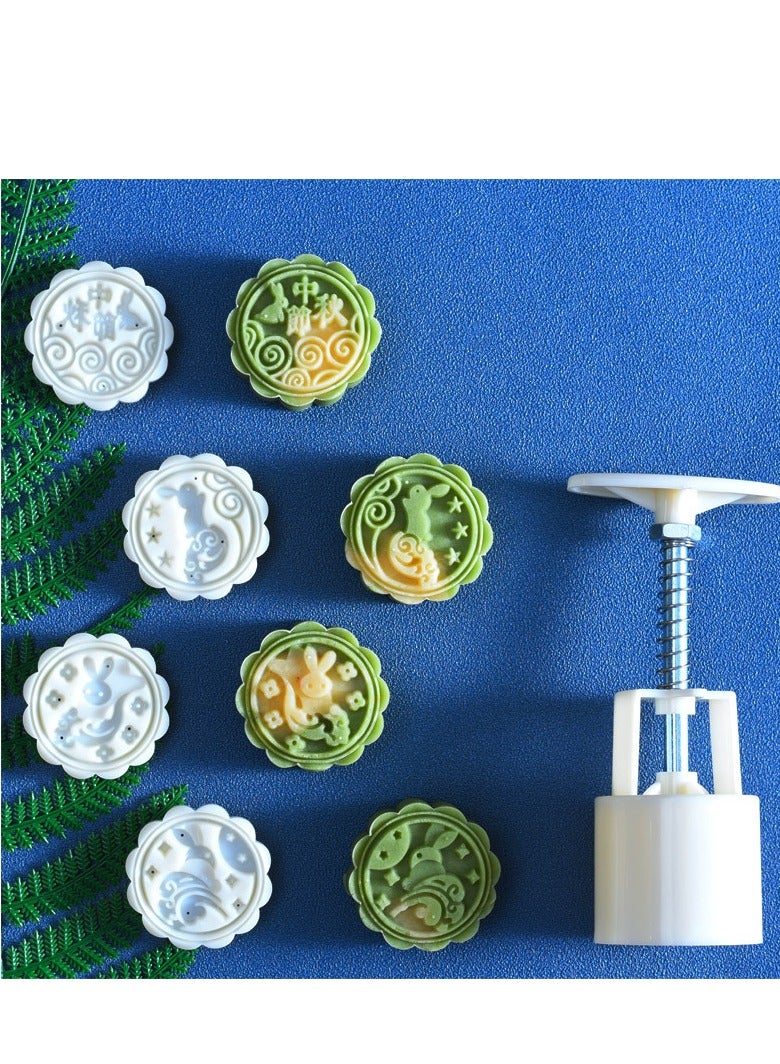 3D Rabbit Mooncake Mold Set, DIY Mold Press with 4 Stamps for Mid Autumn Festival  , Versatile for Cookies and Baking, Ideal for Festive Creations and Gifts - Image 1