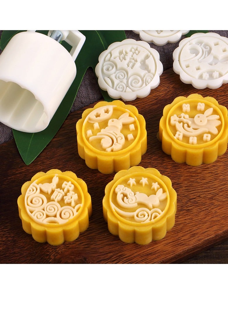3D Rabbit Mooncake Mold Set, DIY Mold Press with 4 Stamps for Mid Autumn Festival  , Versatile for Cookies and Baking, Ideal for Festive Creations and Gifts - Image 2