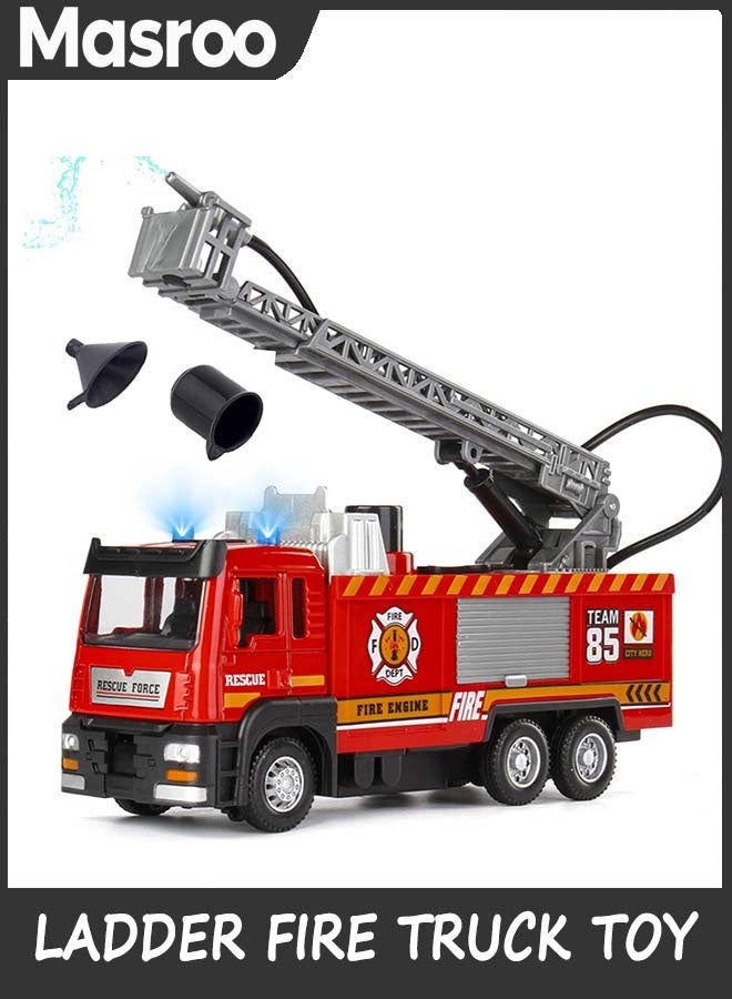 Masroo Ladder Fire Truck Toy for Kids 6+ - Lights, Sirens, Hose, Pump, Birthday Gifts for Toddlers Boys Girls - Image 1