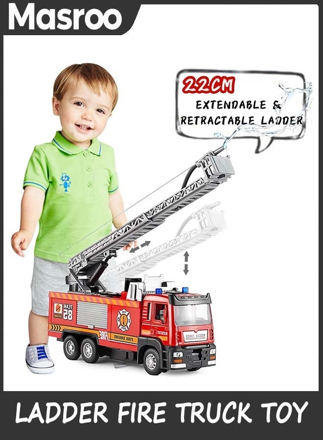 Masroo Ladder Fire Truck Toy for Kids 6+ - Lights, Sirens, Hose, Pump, Birthday Gifts for Toddlers Boys Girls - Image 4