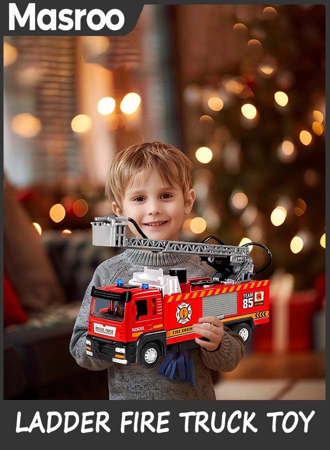Masroo Ladder Fire Truck Toy for Kids 6+ - Lights, Sirens, Hose, Pump, Birthday Gifts for Toddlers Boys Girls - Image 2