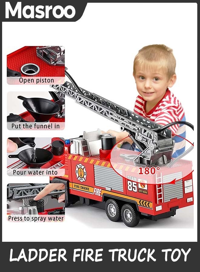 Masroo Ladder Fire Truck Toy for Kids 6+ - Lights, Sirens, Hose, Pump, Birthday Gifts for Toddlers Boys Girls - Image 5