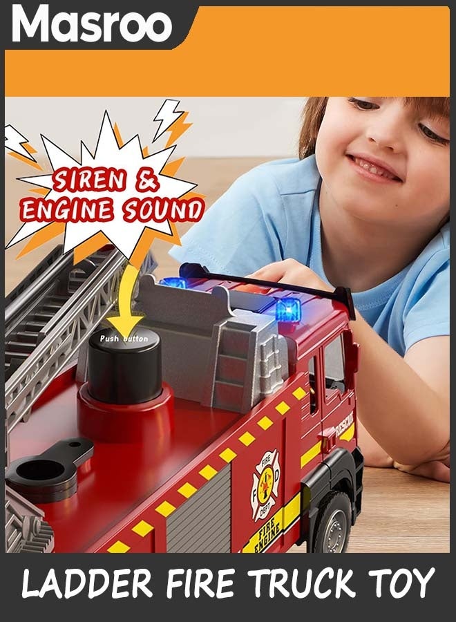 Masroo Ladder Fire Truck Toy for Kids 6+ - Lights, Sirens, Hose, Pump, Birthday Gifts for Toddlers Boys Girls - Image 3