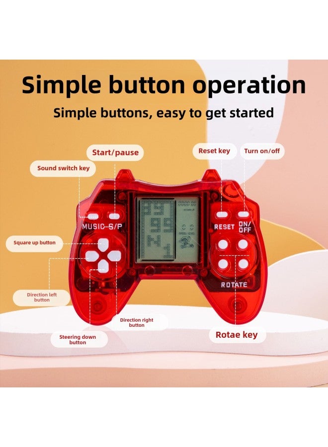 Mini Handle Electronic Tetris Game Machine Toy Classic Nostalgic Game Machine Keychain Pendant-Color:Macaron Powder  - Image 3