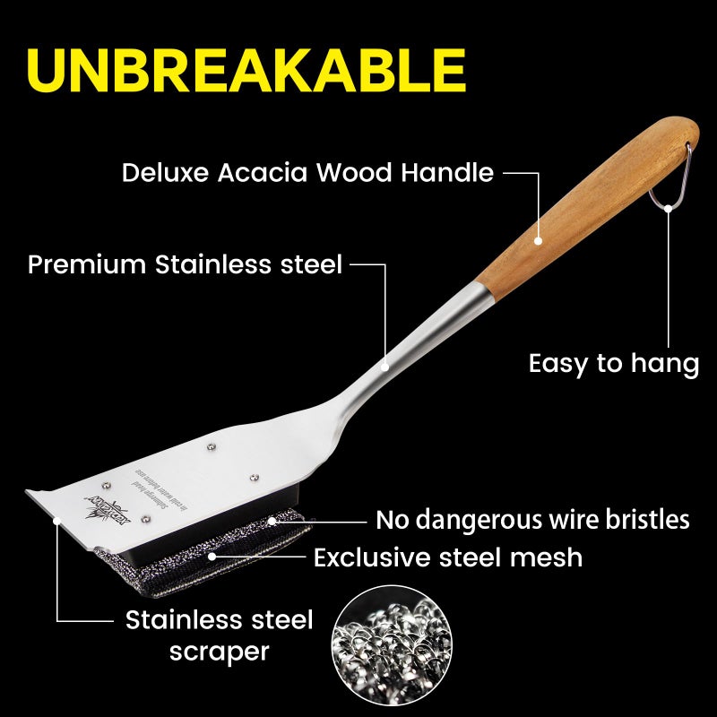 XUDAKAIXIN Grill Brush Bristle Free,with 5 BBQ Replacement Head,Perfect for Cast Iron, Stainless Steel Grates, [Ultra Safe & Efficient] Grill Cleaner for Outdoor Grill,Gifts for Men/Dad - Image 3