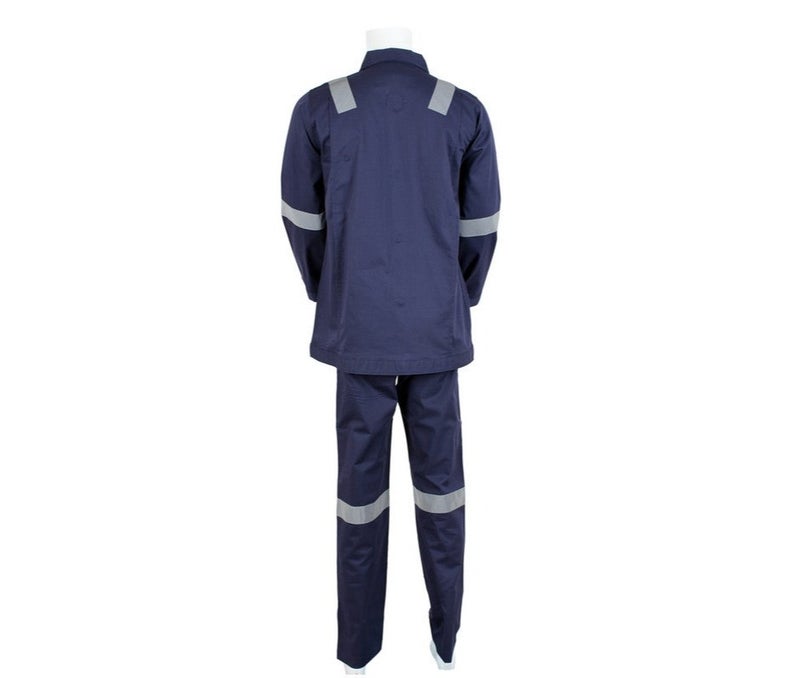 KOMY Fire Retardant Pant & Shirt  8CAL / CAT-2 , 240GSM, 100% Cotton Mercerized Pre-Sharunk Fabric, PROBAN, Fire Retardant 2/1 LHT - KMFR350P - Blue - Image 2