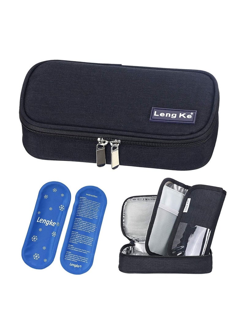 لينج كي الأنسولين السفر حمل حالة معزولة حقيبة التبريد مع 2 حزم الثلج - Image 1