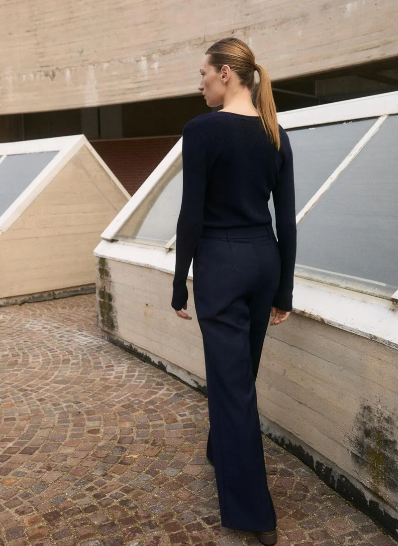 MANGO Contrast-Bodice Long Jumpsuit