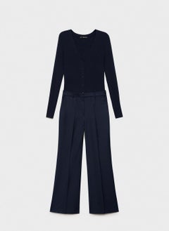 MANGO Contrast-Bodice Long Jumpsuit  - Image 1