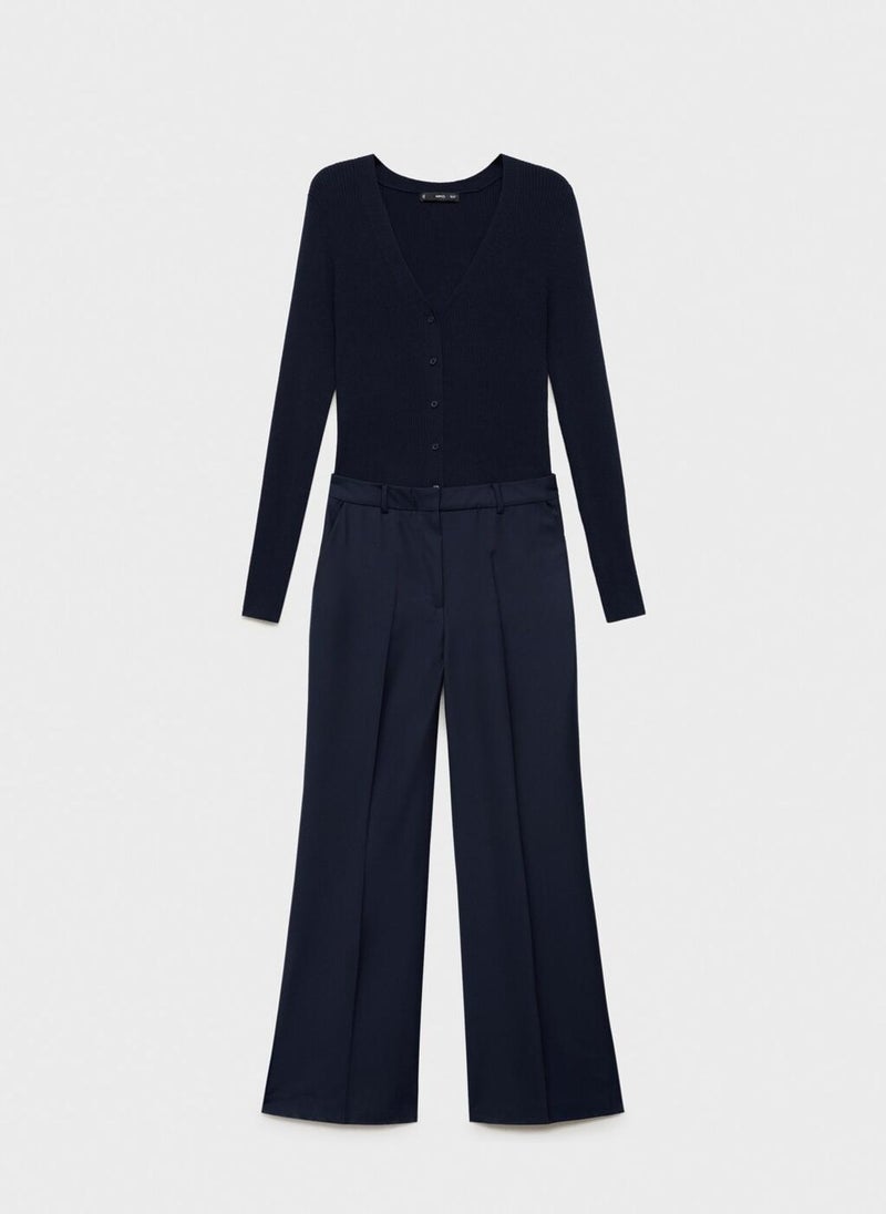 MANGO Contrast-Bodice Long Jumpsuit  - Image 1