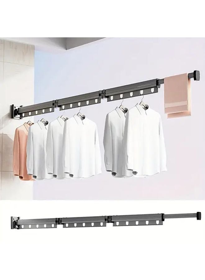 1pc Wall Mounted Foldable Clothes Drying Rack Space Saving Retractable No Drilling 360 Rotatable - Image 1