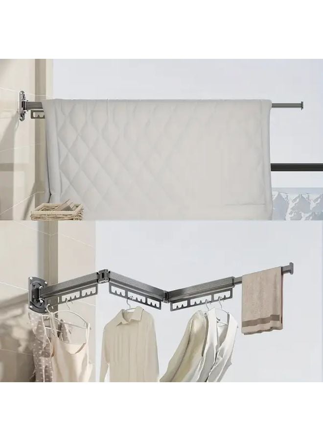 1pc Wall Mounted Foldable Clothes Drying Rack Space Saving Retractable No Drilling 360 Rotatable - Image 4