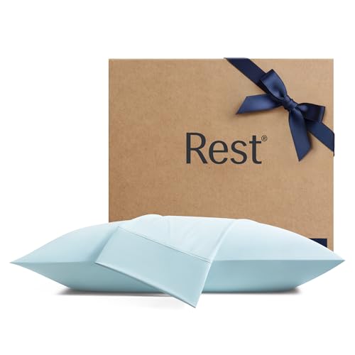 REST® Evercool®+ Cooling Pillowcases King - 2 Pillowcases for Sensitive Skin, Silver Infused Fabric for Hygienic Sleep, Silky Smooth for Curly Hair, High Elastic for Snug Fit (19x35 inches) - Image 1