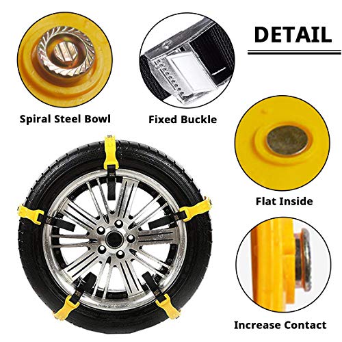PrettyQueen Upgraded Snow Chains for Cars - 10 Pcs Emergency Anti Slip Tire Straps, Car Snow Chain for Trucks Minivan Pickup SUV/ATV/UTV Winter Universal Tire Blocks 185-295mm/7.2-11.6 inches - Image 4