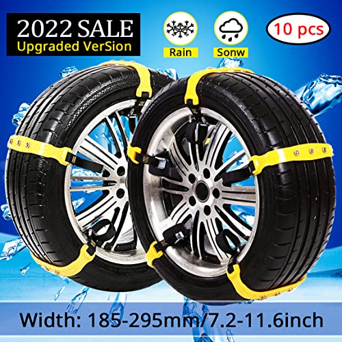 PrettyQueen Upgraded Snow Chains for Cars - 10 Pcs Emergency Anti Slip Tire Straps, Car Snow Chain for Trucks Minivan Pickup SUV/ATV/UTV Winter Universal Tire Blocks 185-295mm/7.2-11.6 inches - Image 2