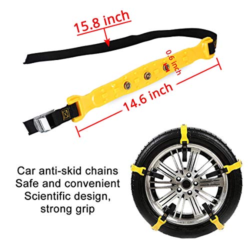 PrettyQueen Upgraded Snow Chains for Cars - 10 Pcs Emergency Anti Slip Tire Straps, Car Snow Chain for Trucks Minivan Pickup SUV/ATV/UTV Winter Universal Tire Blocks 185-295mm/7.2-11.6 inches - Image 3
