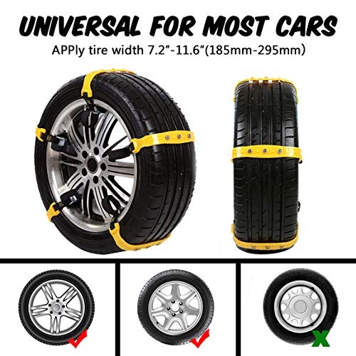 PrettyQueen Upgraded Snow Chains for Cars - 10 Pcs Emergency Anti Slip Tire Straps, Car Snow Chain for Trucks Minivan Pickup SUV/ATV/UTV Winter Universal Tire Blocks 185-295mm/7.2-11.6 inches - Image 5