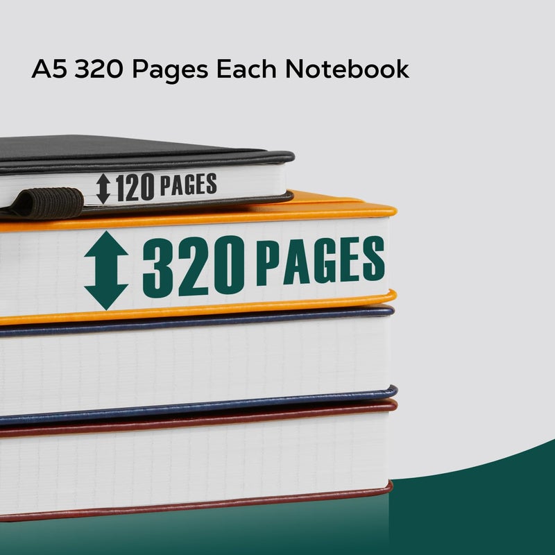 FOCUS DAY Hardcover Notebook Journal, A5 Lined Daily Journal College Ruled Notebook for Women Men, 320 Pages Thick Writing Journal Notebook for School Work, Dark Green Leather Notebook, 5.7'' X 8.4'' - Image 3