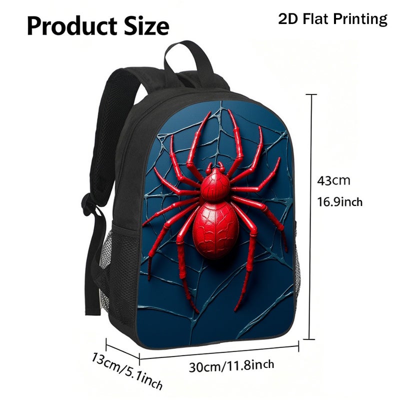 Fashion Vivid Red Spider Web Backpack Durable Water Resistant 2D Flat Print for work travel outdoor for Unisex - Image 3