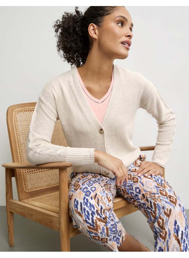 GERRY WEBER Cardigan with linen and cable pattern details - Image 3