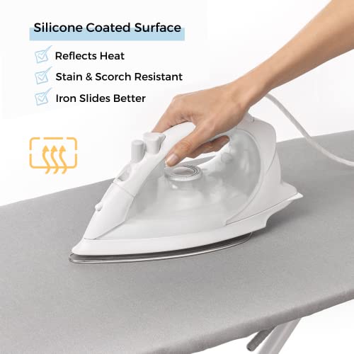 SAVUK Ironing Board Cover and Pad Standard Size 18x49 inch,Large Extra Wide, Adjustable Elastic Edge Fit, Extra Thick, Heat Reflective, Non Stick Scorch and Stain Resistant (18" X 49", Silver) - Image 4