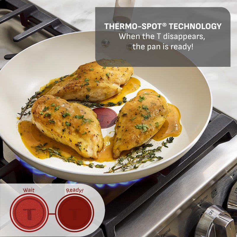 T-Fal Signature Nonstick 12 Piece Cookware Set, Oven Safe Up to 350Â°F, Dishwasher Safe, Pots and Pans Set, Includes Frying Pans, Saucepan, Stockpot, Cooking Utensils, Beige - Image 5
