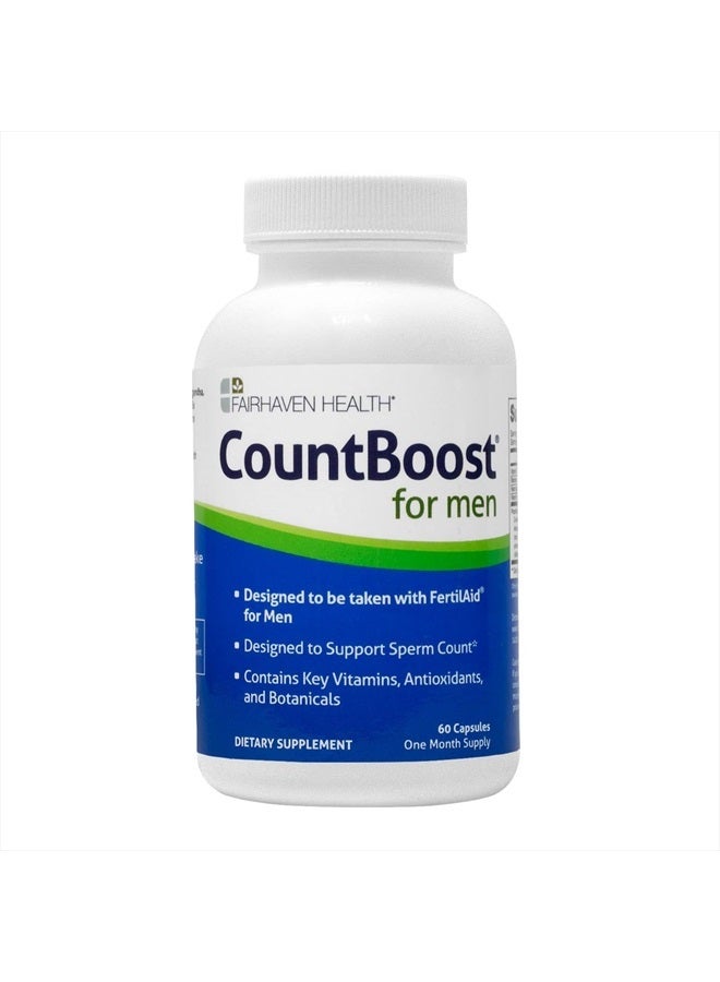 fairhaven health CountBoost for Men - Male Fertility Supplement to Support Count - with Ashwagandha, Maca, Glutathione, B Vitamins - FertilAid for Men Companion Product (60 Capsules / 1 Month Supply) - Image 1