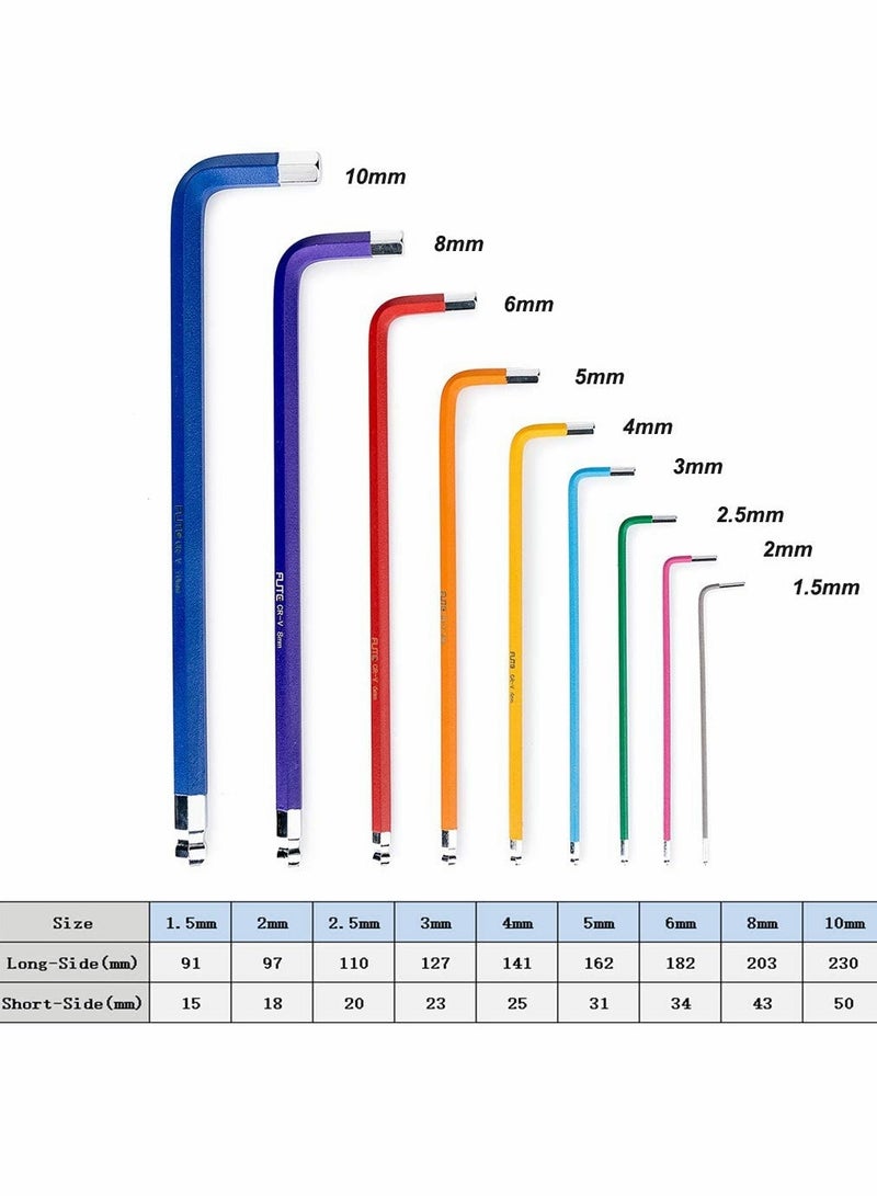 SOLARAE Metric Long Arm Hexagon Wrench Tools Set with Ball End, Alloy Steel L-Keys Wrenches for Bike and Motorcycle Maintenance, 9pcs - Image 2