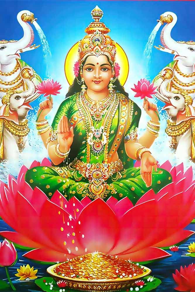 British Terminal British Terminal Goddess Lakshmi Maa Religious Waterproof Vinyl Sticker Poster 12 inc X 18 inch btcan29371