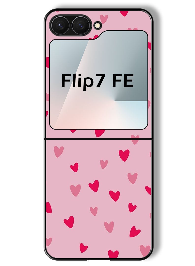 Theodor Case Compatible with Samsung Galaxy Z Flip 7 FE 6.7 Inch Protection Shockproof Bumper Cover Small Hearts - Image 1