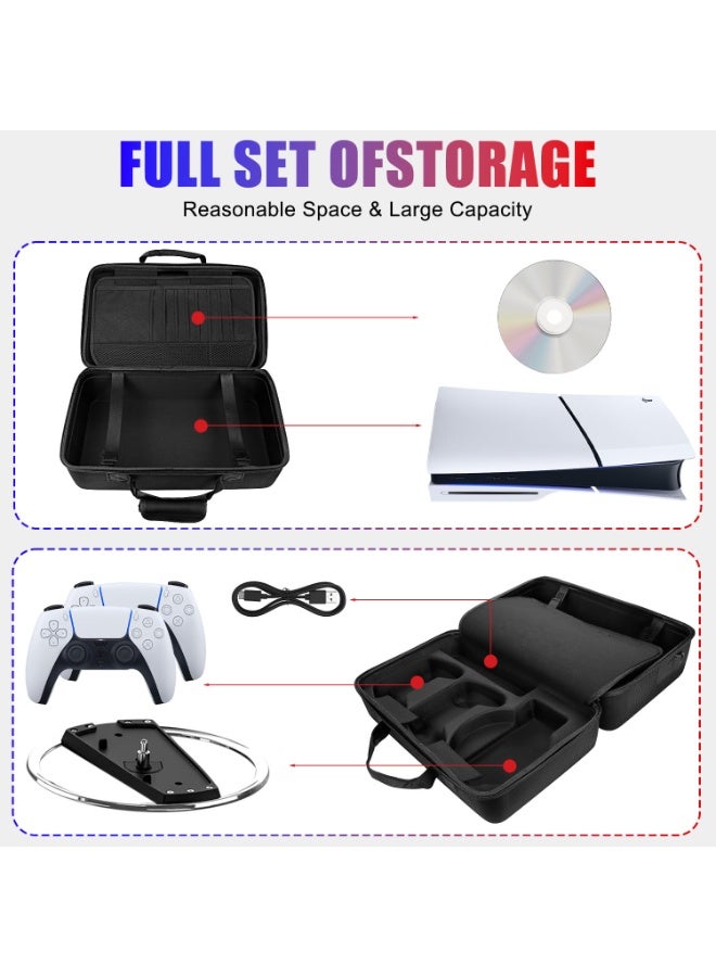 Hard EVA Carrying Case for PS5 Slim Console, Large Capacity Travel Storage Bag with Soft Lining, Shockproof & Water-Resistant, Holds Full Set Accessories - Image 4