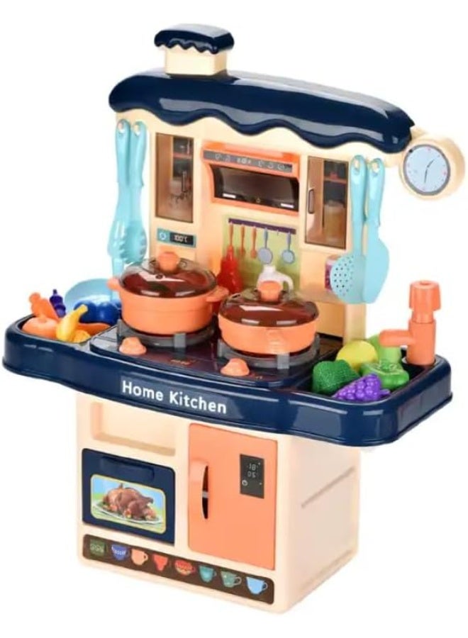 Kids Play Kitchen Set with Realistic Steam, Water Circulation Faucet, Lights, and Sounds - 31 Pcs Pretend Play Cooking Toy for Toddlers - Image 1