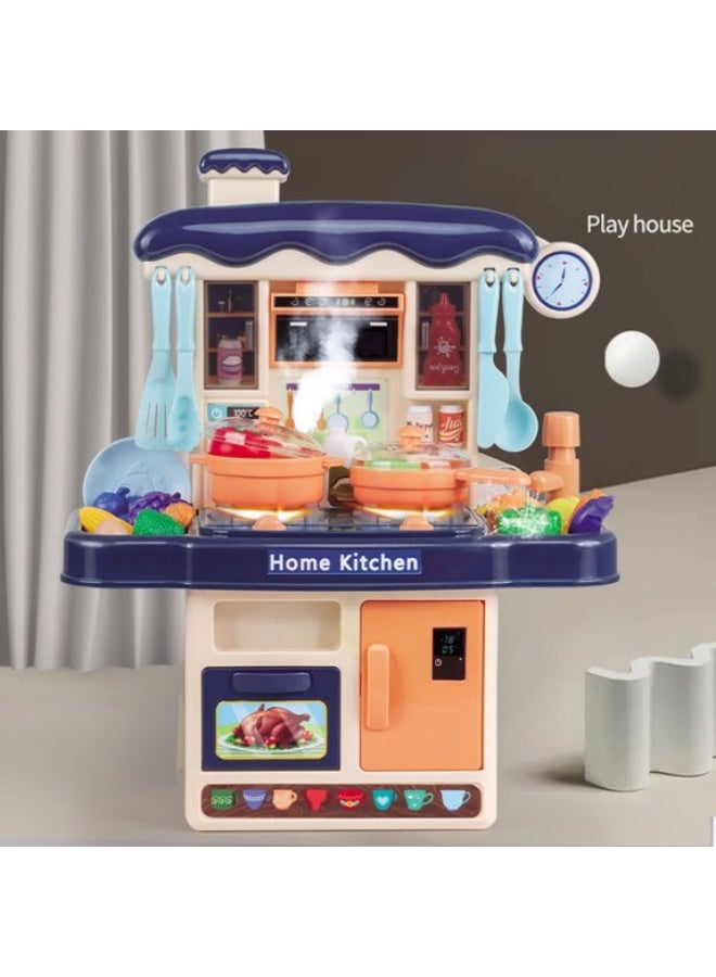 Kids Play Kitchen Set with Realistic Steam, Water Circulation Faucet, Lights, and Sounds - 31 Pcs Pretend Play Cooking Toy for Toddlers - Image 2