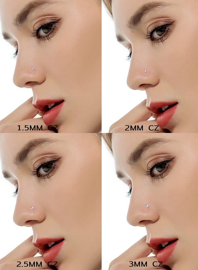 Tornito 20G 10Pcs Stainless Steel L Shaped Nose Studs Rings CZ Nose Ring Labret Nose Piercing Jewelry for Men Women Rose Gold Tone 1.5mm-2mm-2.5mm-3mm-3.5mm CZ - Image 4