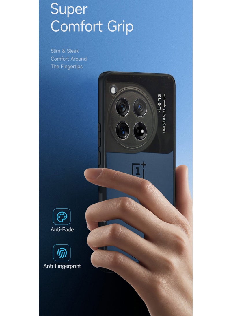 Wtech Liquid Silicone With Raised Cemera Lips Case Cover For OnePlus 12 5G 2023 Black/Navy Blue - Image 2