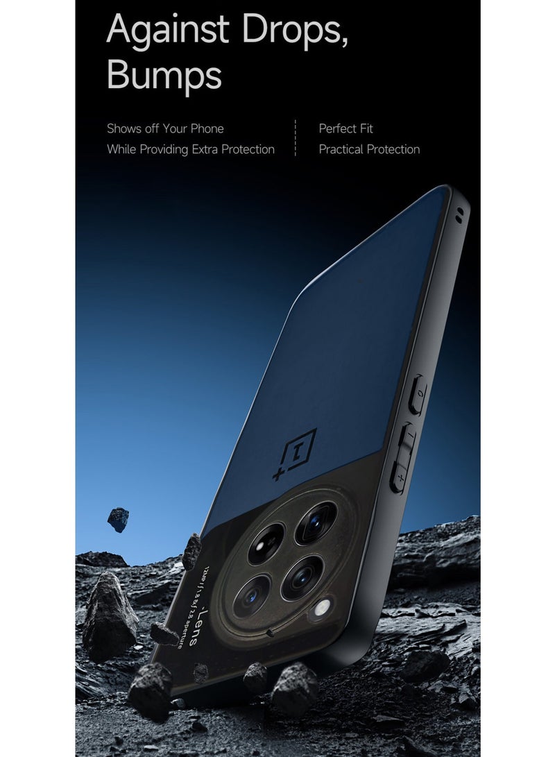 Wtech Liquid Silicone With Raised Cemera Lips Case Cover For OnePlus 12 5G 2023 Black/Navy Blue - Image 4