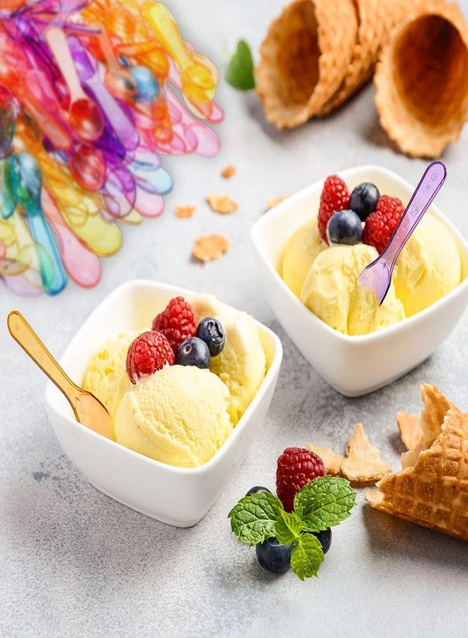 Comicfs 200pcs 3" Colored Taster Spoons Plastic Mini Spoons Multi-Color, Assorted Ice Cream Spoon Dessert Spoon, Disposable Mini Tasters for Small Sampling, Cake, Sauces and Appetizers - Image 3