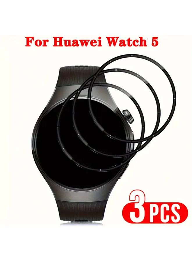 3pcs 9H Hardness Tempered Glass Screen Protector For Huawei Watch 5 42mm 3D HD Full Coverage Scratch Impact Resistant Transparent Protective Film Wearable Accessories - Image 1