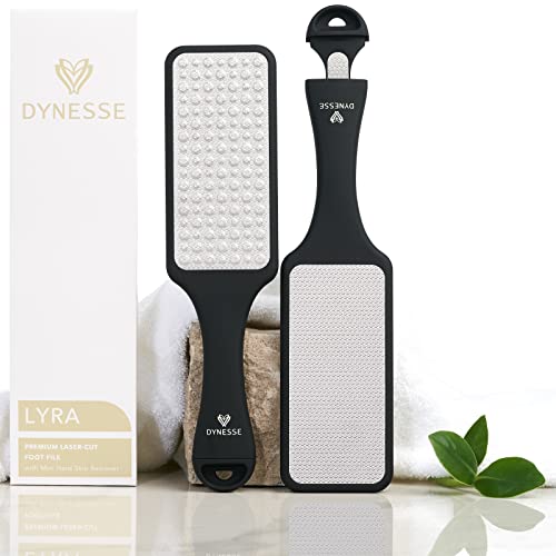 DYNESSE Foot File Best Premium Pedicure Foot Rasp and Callus Remover 3in1 Tool Removes Hard Skin No Risk of Injury Stainless Steel Ergonomic Handle Washable Works on Both Wet and Dry Feet