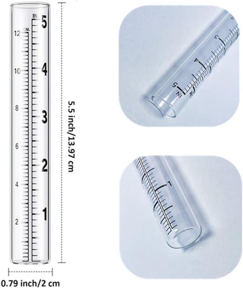 Rain Gauge Replacement Tube: 4 Pack 14cm High-quality Glass - Accurate Dual-scale Measurement Clear Rain Gauge for Outdoor Garden Weather Enthusiasts Gardeners - Image 2